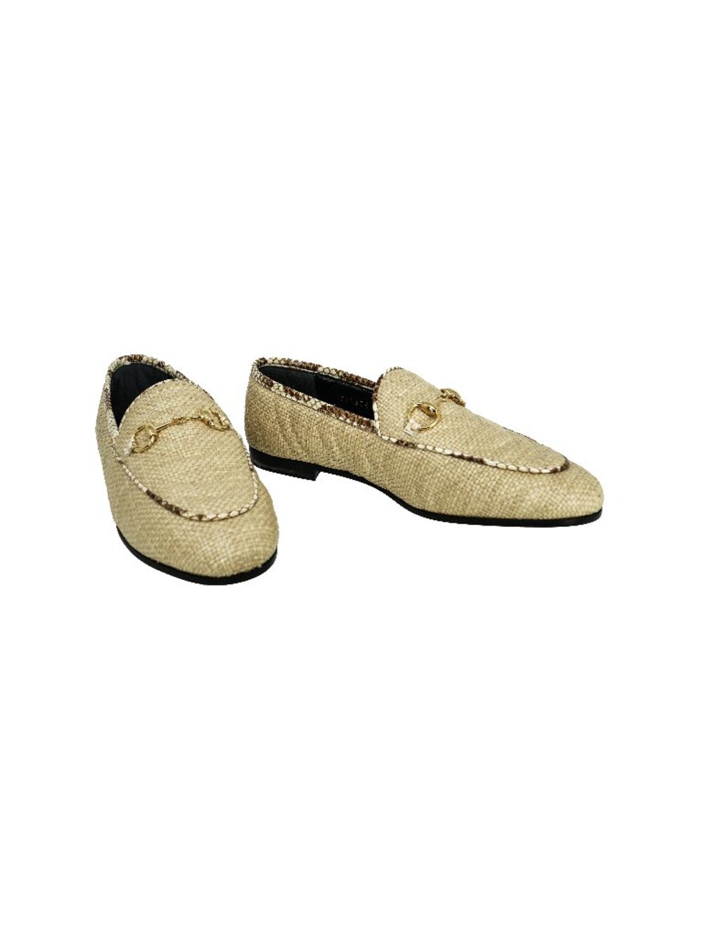 Gucci Raffia Jordaan Horsebit Loafers